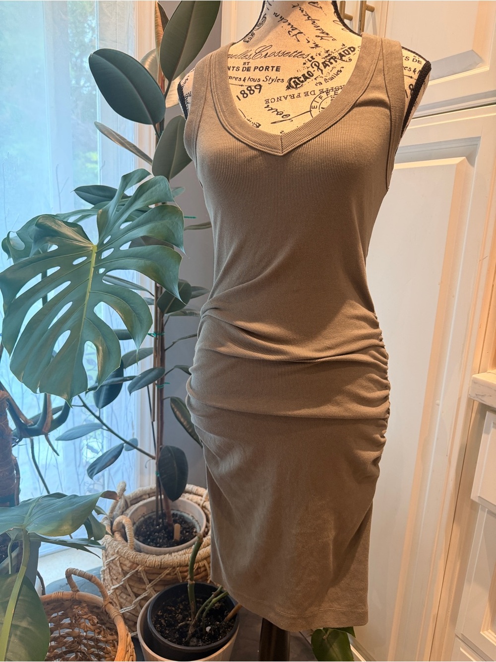 Michael Stars Esme Ribbed Dress in Sage Green